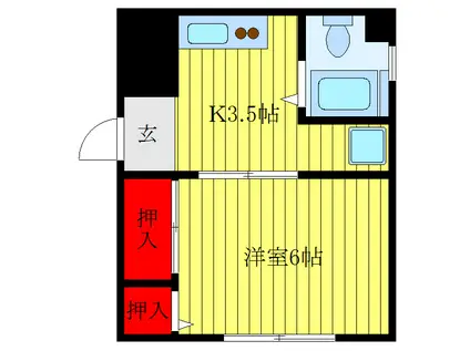 ビル・ベルウッド(1K/2階)の間取り写真