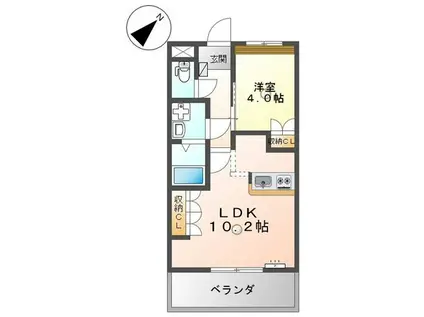 アシューレ伊倉(1LDK/2階)の間取り写真