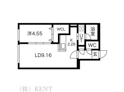 ENCHANTE サウス6(1LDK/2階)の間取り写真