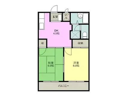 エレガンスハイツIII(2DK/1階)の間取り写真