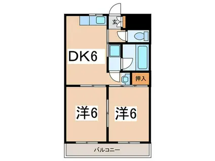 アーバンジュエリー神大寺(2DK/1階)の間取り写真