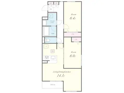 カーサ アルベロ(2LDK/1階)の間取り写真