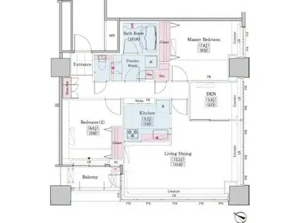 レジディアタワー上池袋タワー棟(2SLDK/12階)の間取り写真
