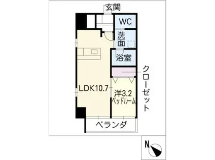 アルファパル東枇杷島(1LDK/7階)の間取り写真