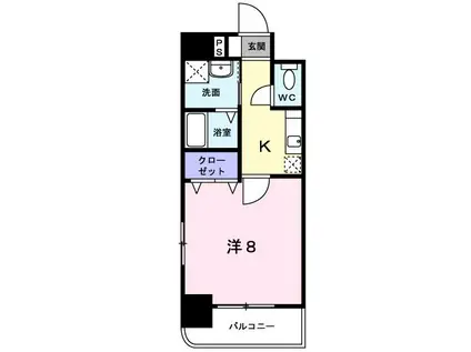 グランド・コスモ(1K/9階)の間取り写真