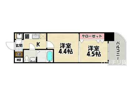 NO51 PROJECT2100日赤通(2K/2階)の間取り写真