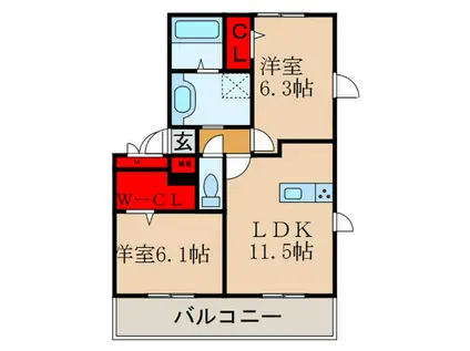 M&M GRACIA(2LDK/1階)の間取り写真