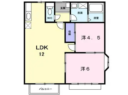 サニーコーポ 1(2LDK/1階)の間取り写真