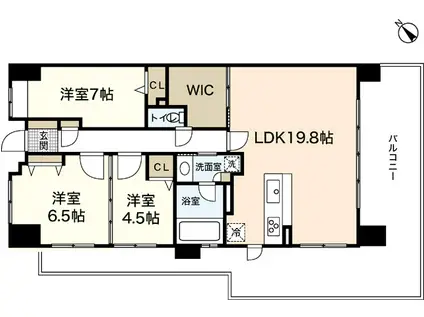 ヴェルディ広島ボールパーク(3LDK/7階)の間取り写真