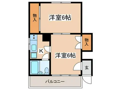 コーポ日下部B(2K/2階)の間取り写真