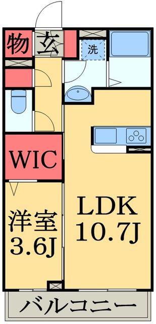 ウイングガーデンA棟(1LDK/2階)の間取り写真