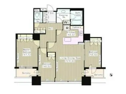 東京ツインパークスライトウイング(3LDK/31階)の間取り写真