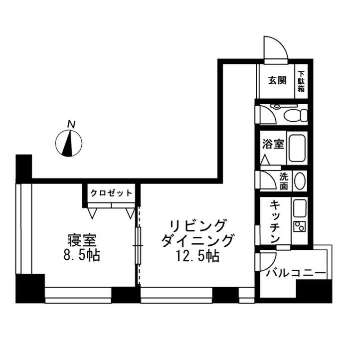 レジディアタワー麻布十番(1LDK/5階)の間取り写真