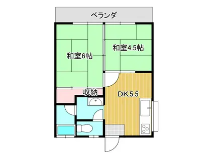 コーポステーション(2K/2階)の間取り写真