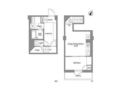 ザ・レジデンス用賀(1LDK/B1階)の間取り写真