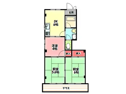 メゾンサフィール(3DK/1階)の間取り写真