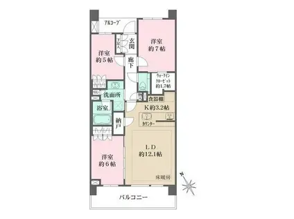 ザ・パークハウス二子玉川ガーデン(3LDK/3階)の間取り写真