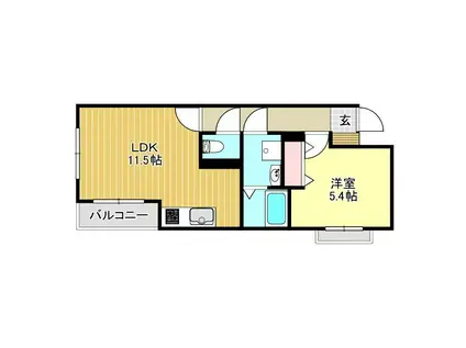 グレイスコートS(1LDK/1階)の間取り写真