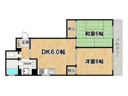 サンライズ美山(2DK/2階)の間取り写真