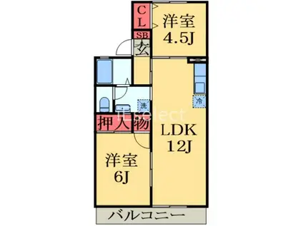 パークヒル(2LDK/1階)の間取り写真