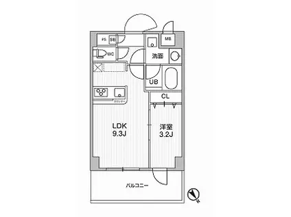 ドゥーエ曳舟 旧アルファコート曳舟3(1LDK/3階)の間取り写真