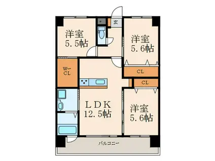 メディプラカーサ(3LDK/11階)の間取り写真