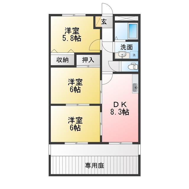 サンメゾンスギ(3LDK/1階)の間取り写真