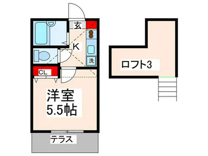 ビジュー富士見台(1K/1階)の間取り写真