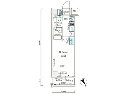ソラニテ馬込(1K/3階)の間取り写真