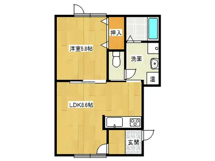 PLAIN(1DK/2階)の間取り写真