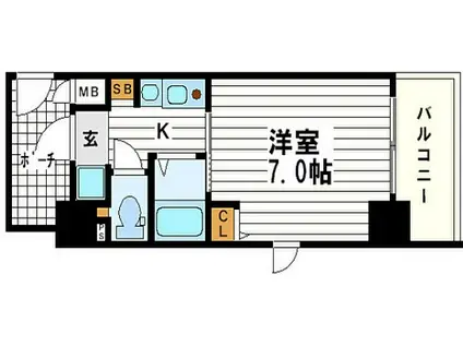 エステムコート心斎橋イーストエリジオン(1K/11階)の間取り写真