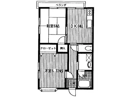 氷川高橋コーポ(2DK/2階)の間取り写真