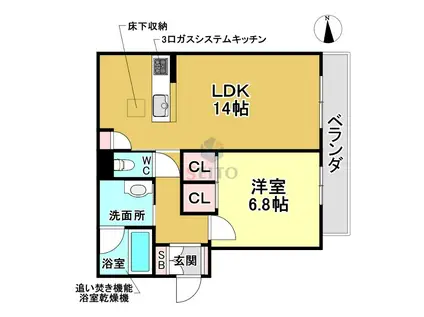 シャーメゾン ヴェルーラ(1LDK/1階)の間取り写真