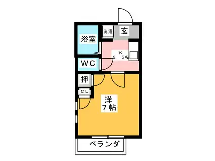VILLAGEK2(1K/1階)の間取り写真