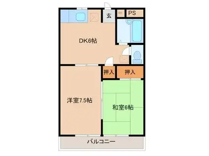 パークヒルズ百草第1(2DK/2階)の間取り写真