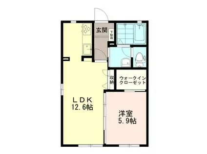 ブルースカイ C(1LDK/1階)の間取り写真