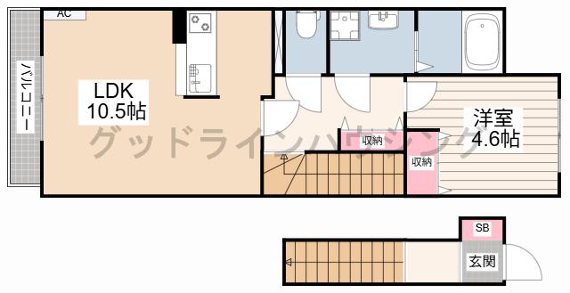 シャイン ハートII(1LDK/2階)の間取り写真
