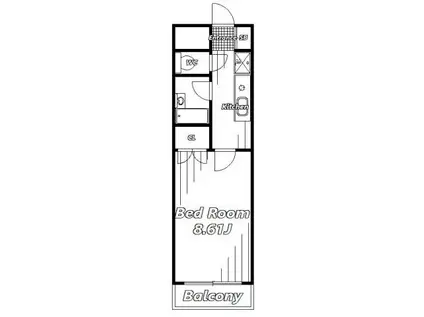 クレセントコート(1K/4階)の間取り写真