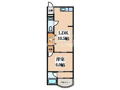 絹笠コーポ(1LDK/1階)の間取り写真