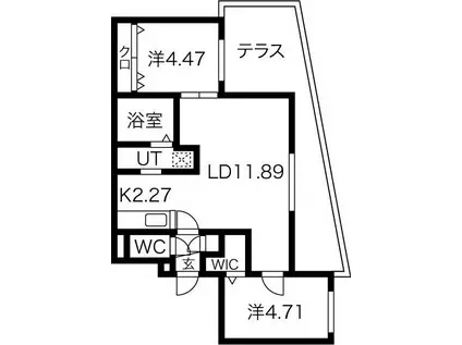 グランジ厚別(2LDK/1階)の間取り写真