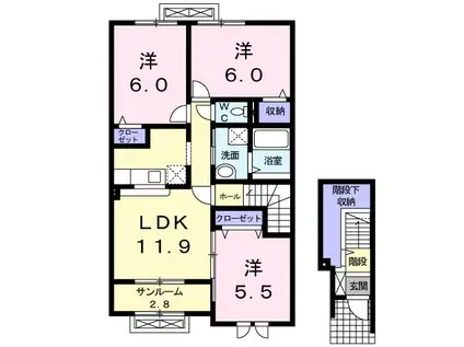 アネックスウエストS&Y(3LDK/2階)の間取り写真