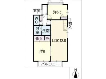 カーサディアス8(2LDK/1階)の間取り写真