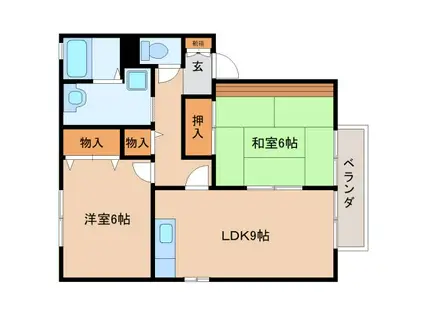 プルミエールC棟(2DK/2階)の間取り写真