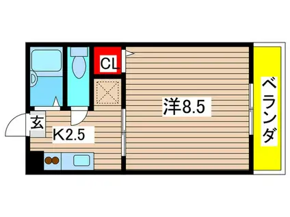 グランビア川名(1K/3階)の間取り写真