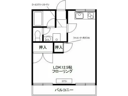ヒルトップハウス(ワンルーム/2階)の間取り写真