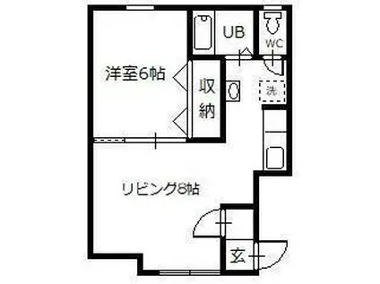 バリーベース(1LDK/1階)の間取り写真