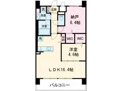 フェンテイーストII(1SLDK/2階)の間取り写真
