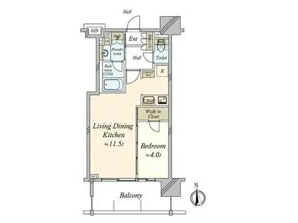 サンクレイドル川口(1LDK/4階)の間取り写真