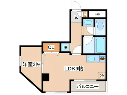 カーサ・デラルベーロ神戸(1LDK/3階)の間取り写真