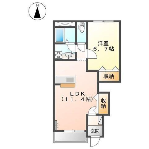 ペットピア春日(1LDK/1階)の間取り写真